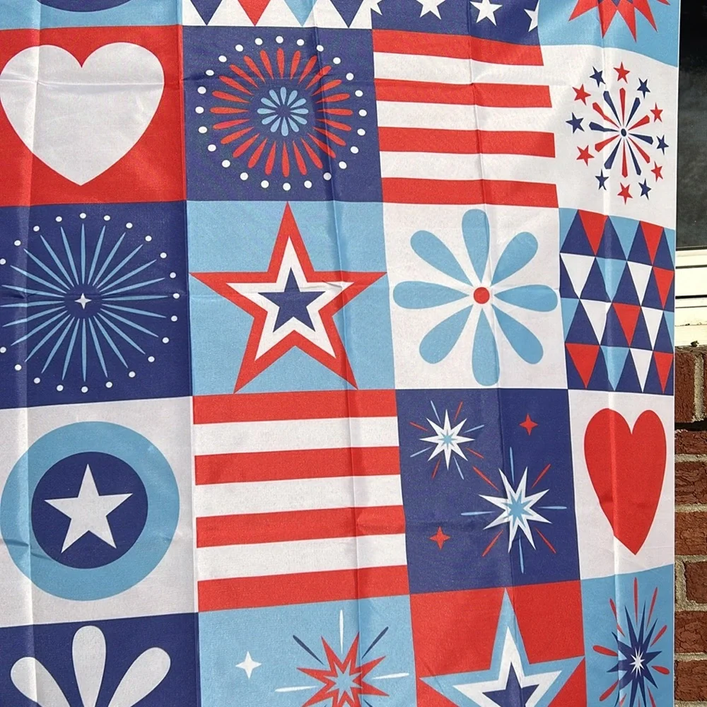 USA patriotic quilt, square backdrop, 4 x 4, Blue red white